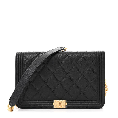 Chanel Caviar Quilted Boy Wallet On Chain WOC Black 1 of 11