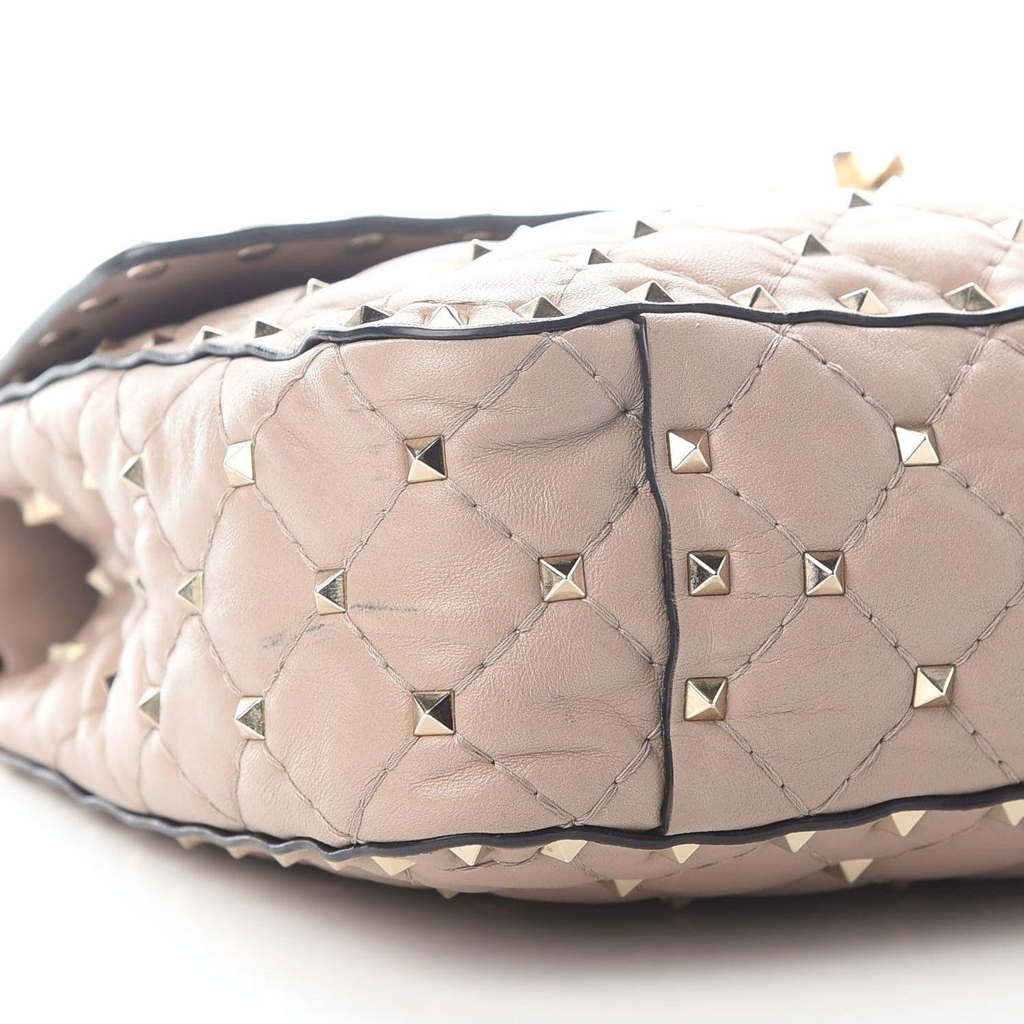 Lambskin Medium Rockstud Spike Shoulder Bag Poudre