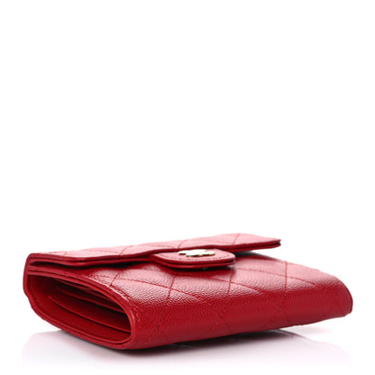Chanel Caviar Quilted Compact Flap Wallet Red 4 of 10