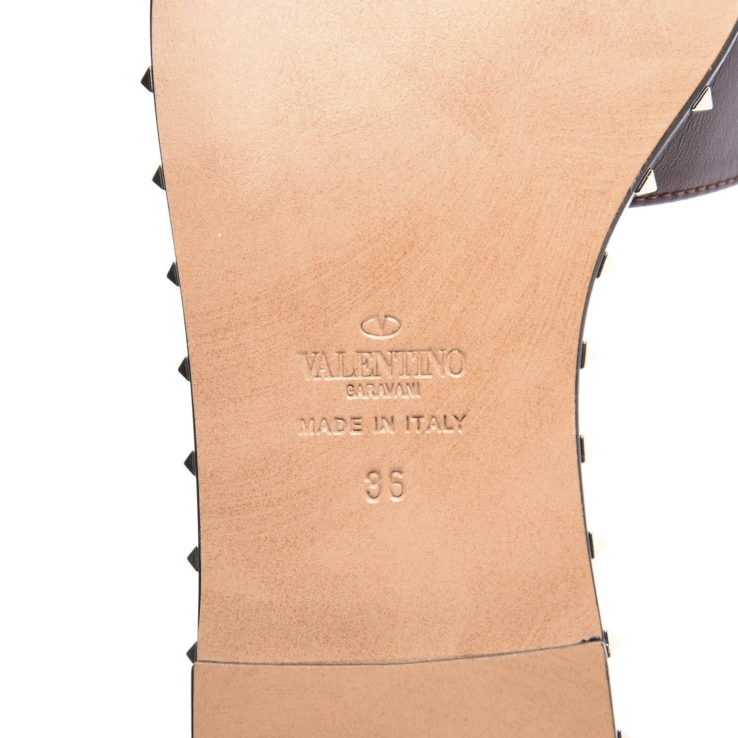 Valentino Garavani Nappa Soul Rockstud Flat Slide Sandals 36 Brown 9 of 10