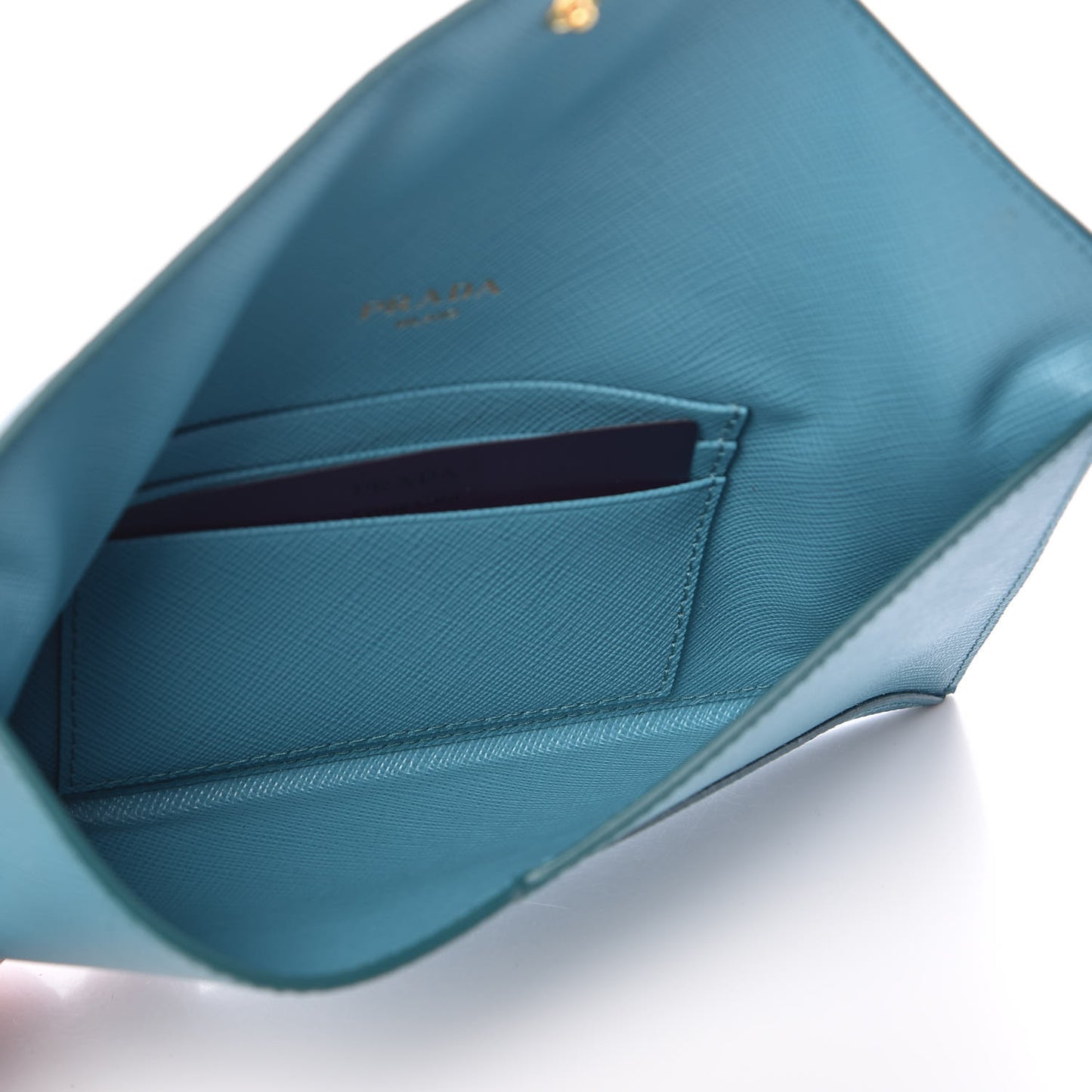 Saffiano Metal Envelope Wallet Turchese