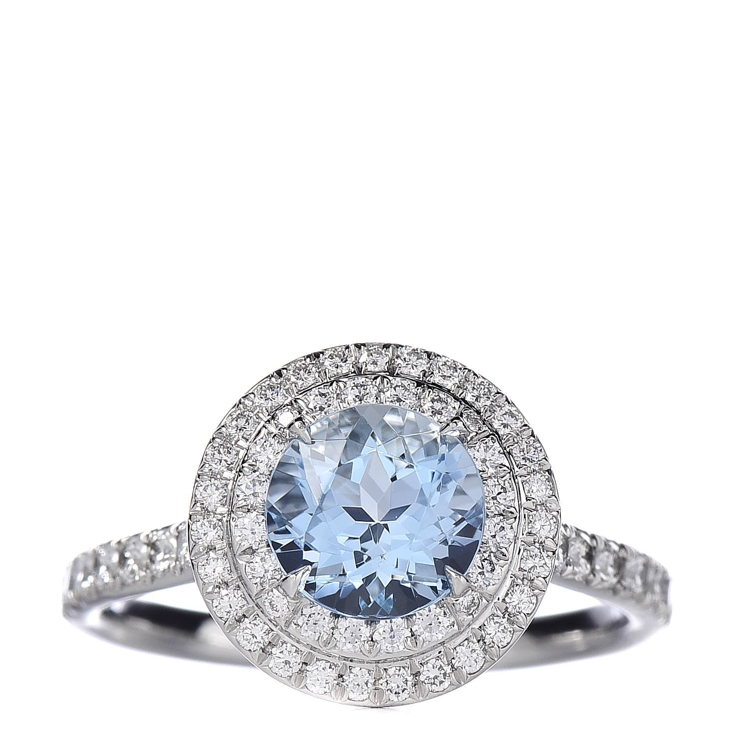 Tiffany Platinum Diamond Aquamarine Soleste Ring 49 5 1 of 6