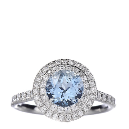 Tiffany Platinum Diamond Aquamarine Soleste Ring 49 5 1 of 6