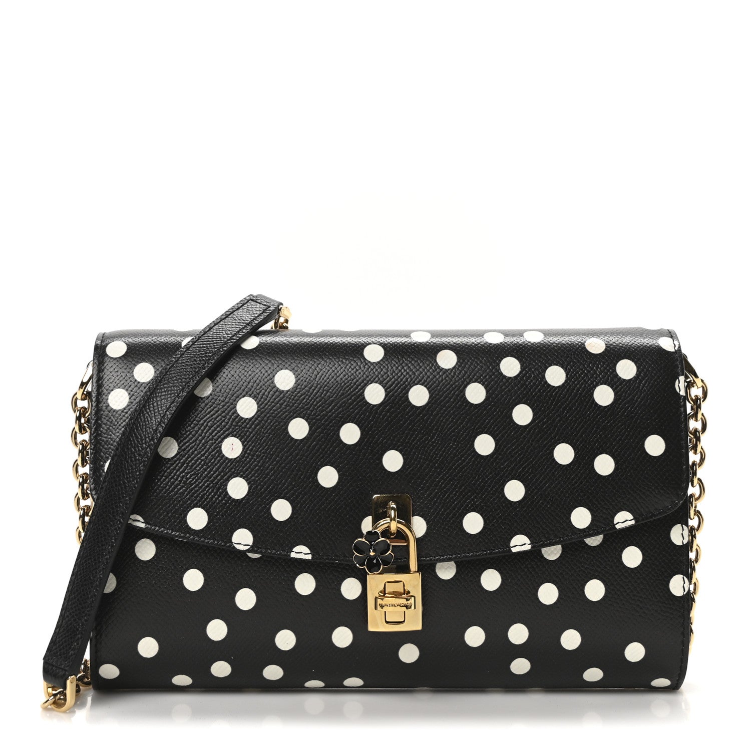 Dolce & Gabbana Dauphine Polka Dot Print Shoulder Bag Black 1 of 10