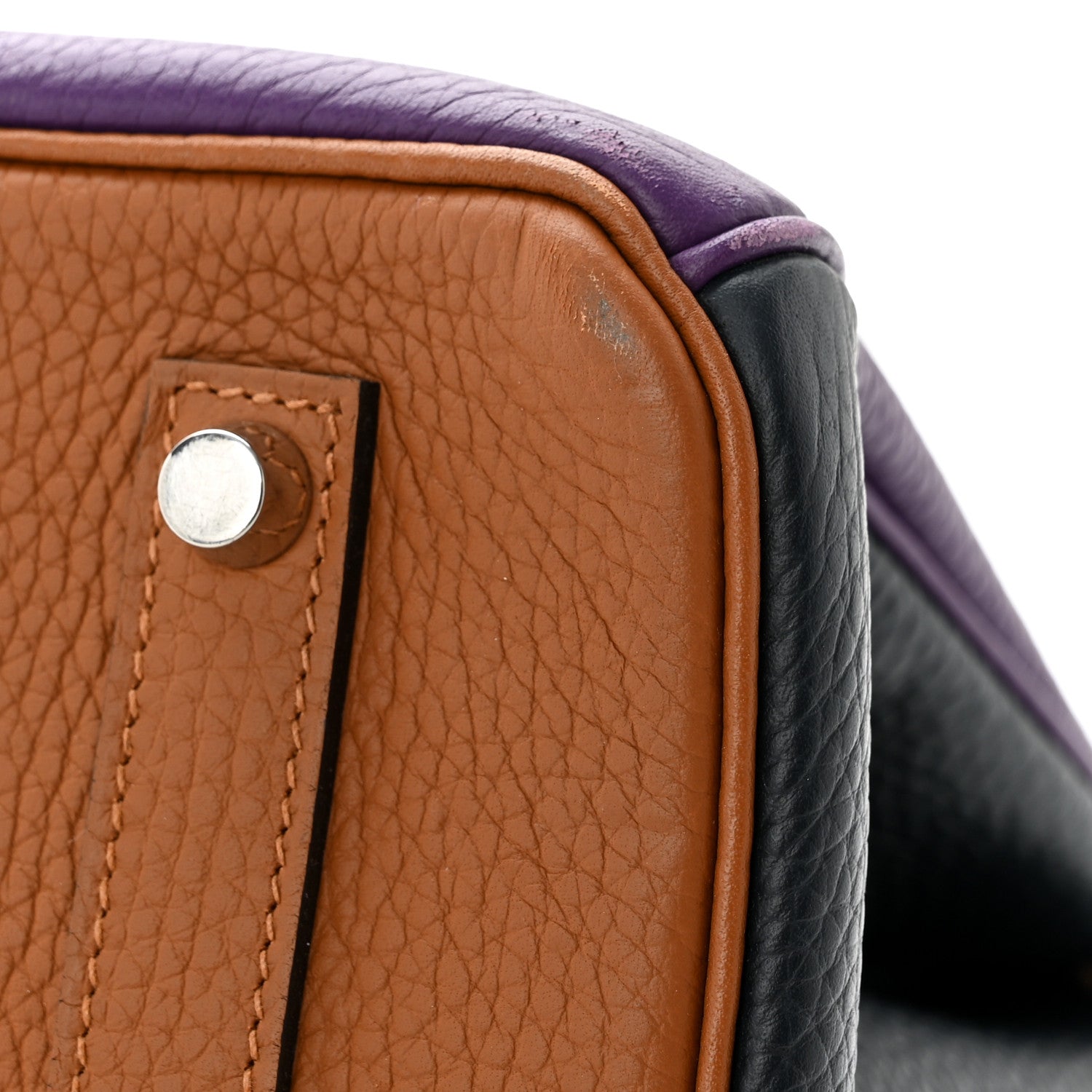 Hermes Taurillon Clemence Arlequin Birkin 35 Ultraviolet Etain Bleu Lin Bleu Orage Gold 14 of 19