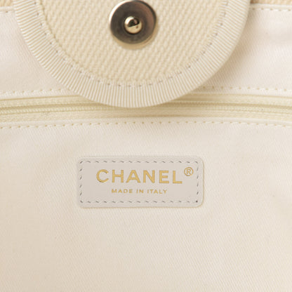 Chanel Canvas Pearl Medium Deauville Tote Ecru Beige 8 of 10