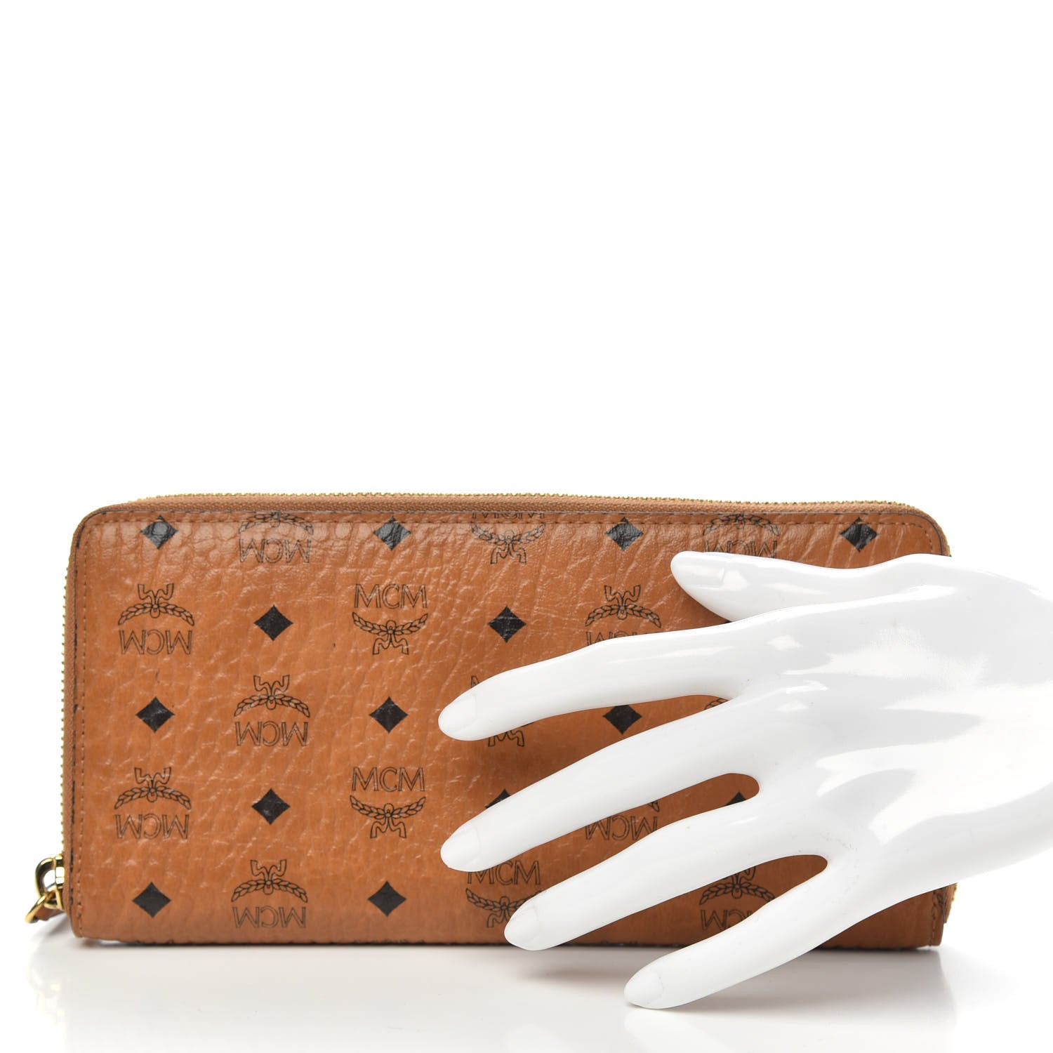 MCM Visetos Large Zip Around Wallet Cognac 2 of 7