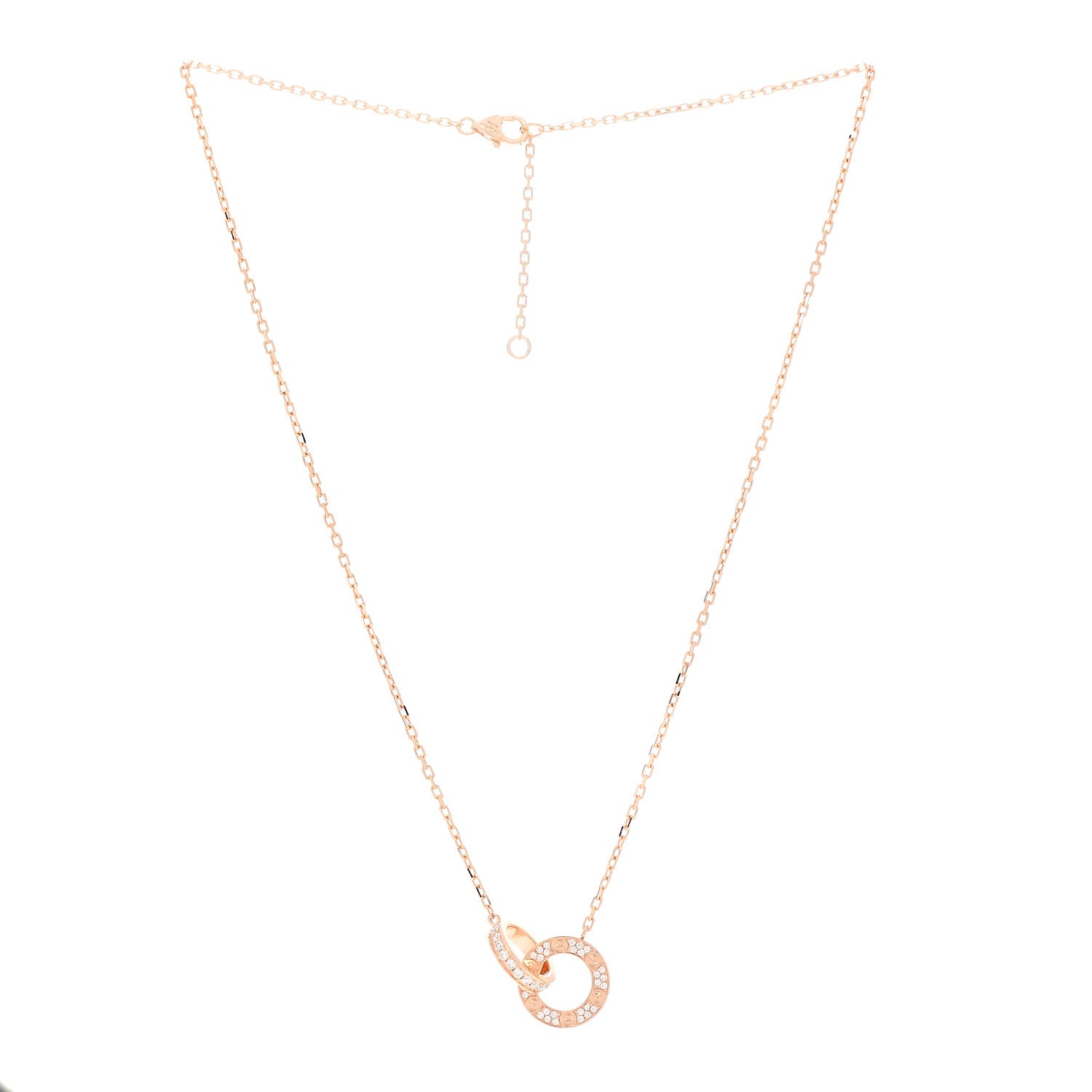 Cartier 18K Pink Gold Diamond Interlocking LOVE Paved Necklace 3 of 6