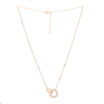 Cartier 18K Pink Gold Diamond Interlocking LOVE Paved Necklace 3 of 6