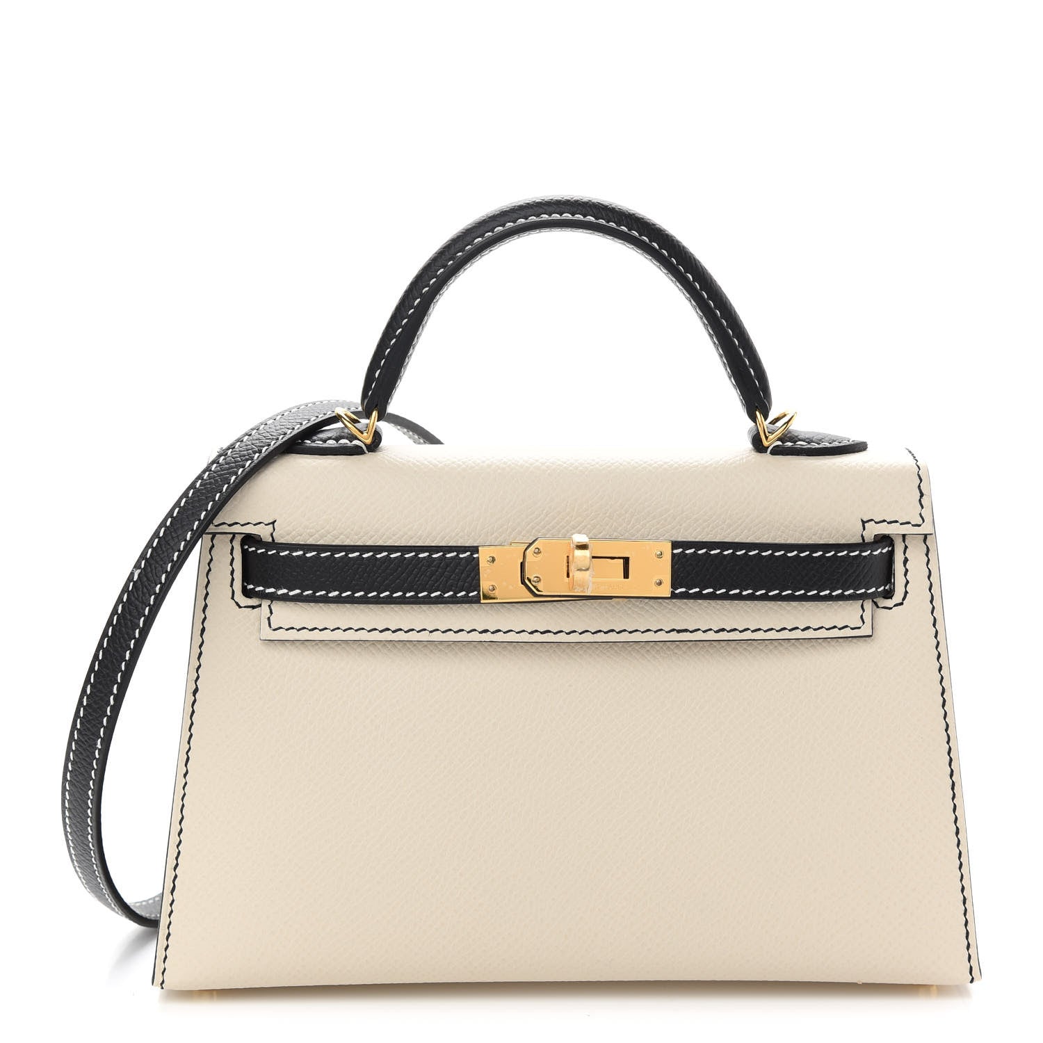 Hermes Epsom Horseshoe Mini Kelly Sellier 20 Craie Black 1 of 10