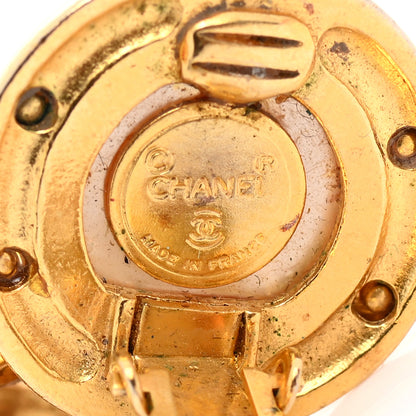 Chanel Metal Pearl CC Dangle Clip On Earrings Gold 3 of 5