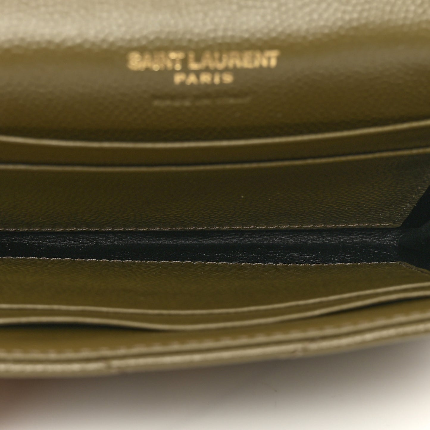 Grain De Poudre Matelasse Chevron Small Monogram Envelope Wallet Vert Kaki