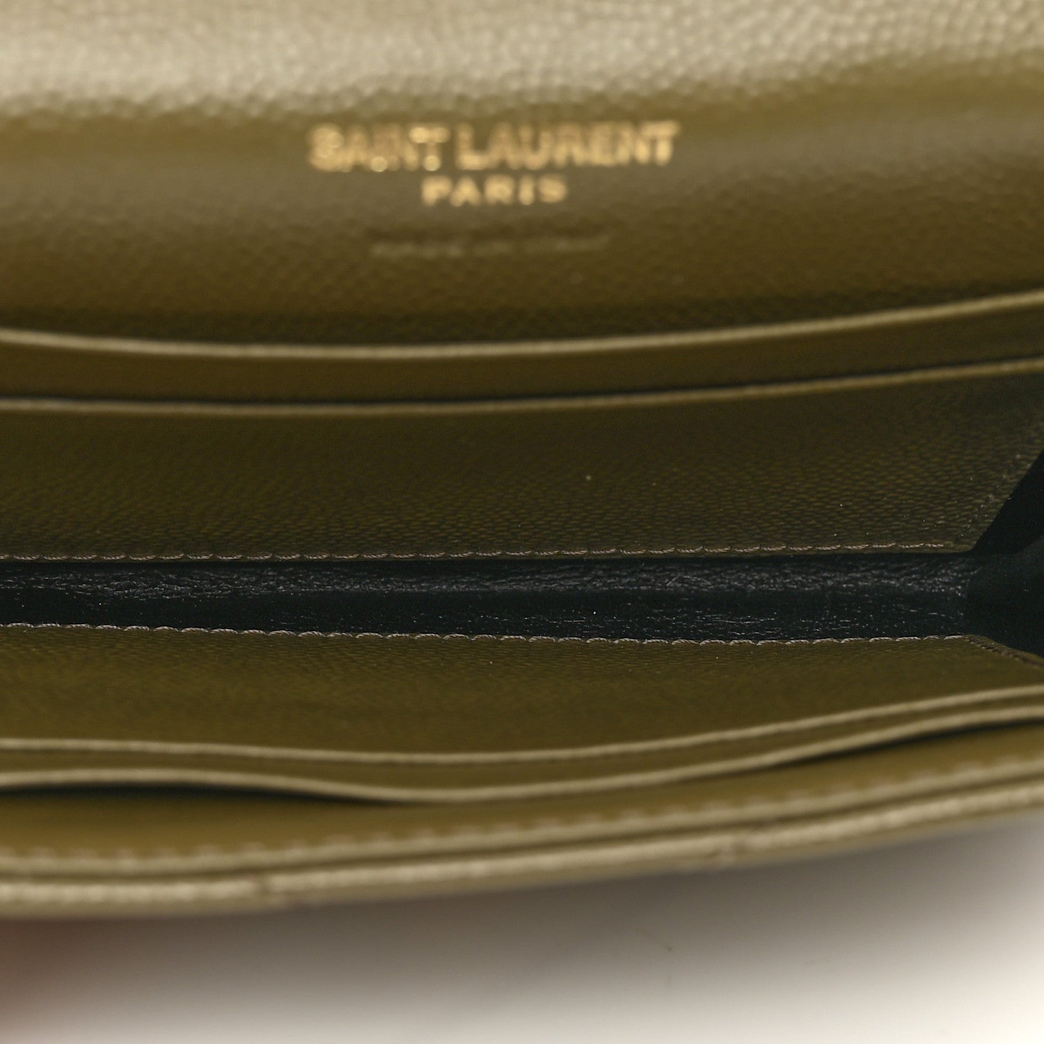 Saint Laurent Grain De Poudre Matelasse Chevron Small Monogram Envelope Wallet Vert Kaki 5 of 9