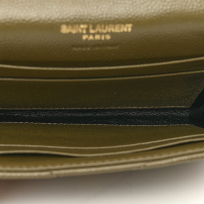Saint Laurent Grain De Poudre Matelasse Chevron Small Monogram Envelope Wallet Vert Kaki 5 of 9