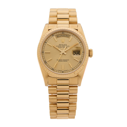 Rolex 18K Yellow Gold 36mm Oyster Perpetual Day-Date President Watch Champagne 18238 1 of 4