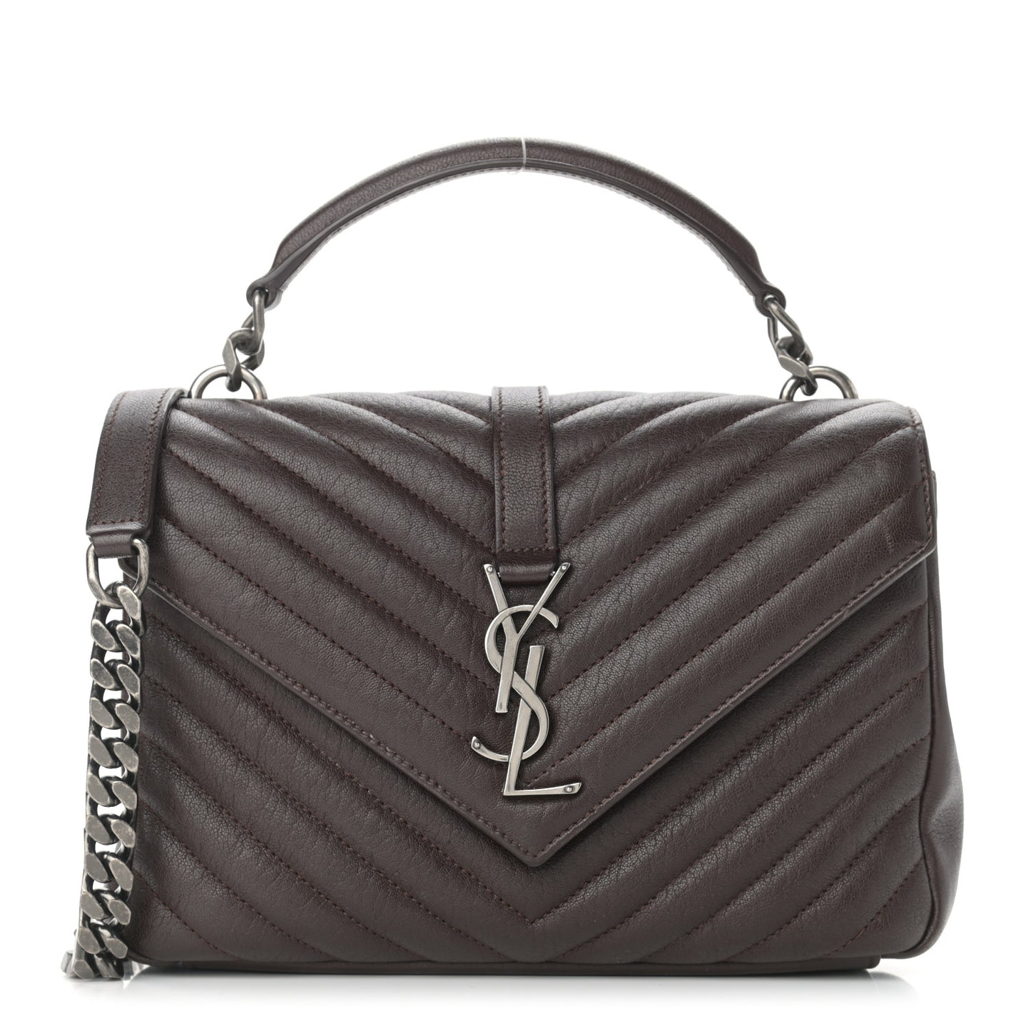 Calfskin Matelasse Chevron Monogram Medium College Bag Faggio