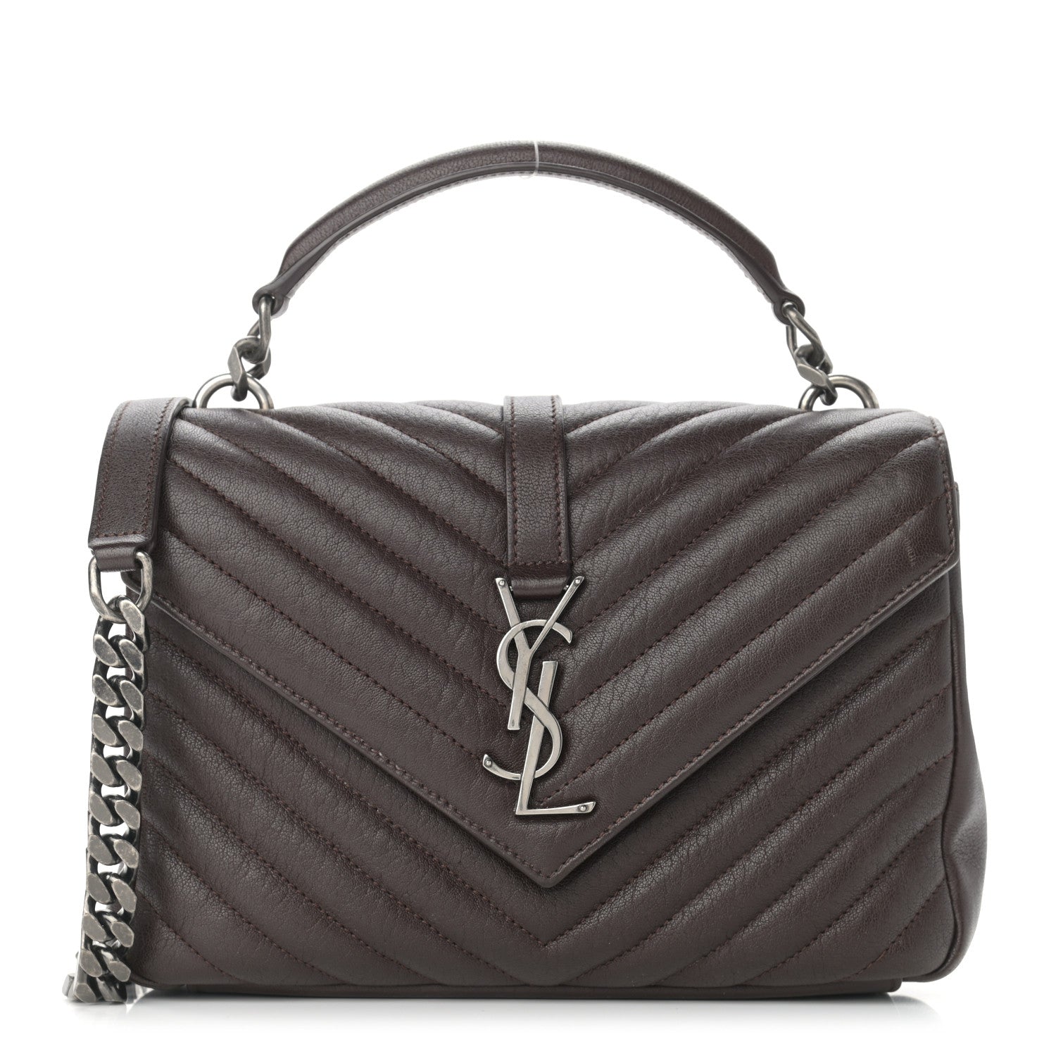 Saint Laurent Calfskin Matelasse Chevron Monogram Medium College Bag Faggio 1 of 11