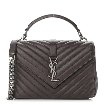 Saint Laurent Calfskin Matelasse Chevron Monogram Medium College Bag Faggio 1 of 11