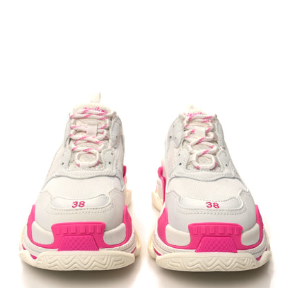Balenciaga Fabric Mesh Womens Triple S Sneakers 38 Fluo Pink White 2 of 9