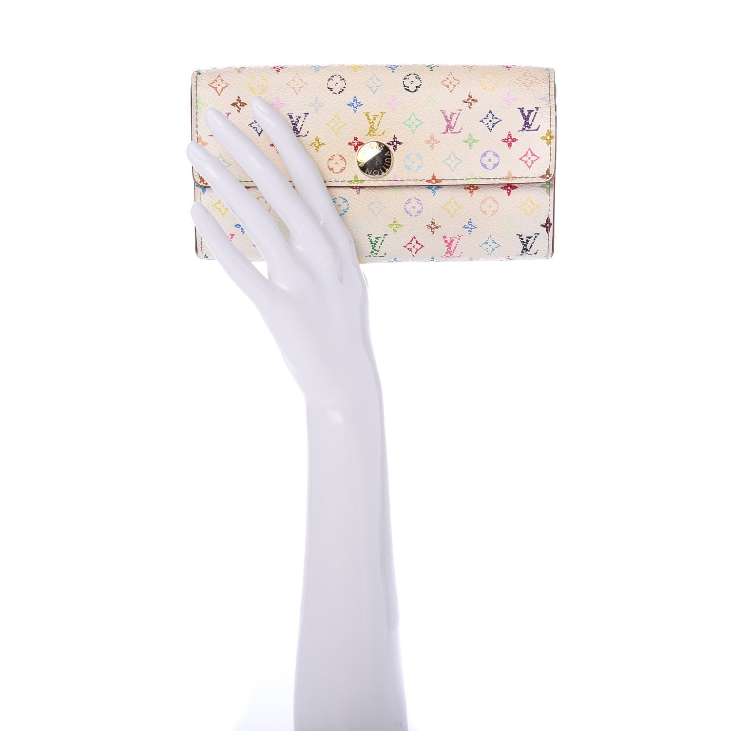 Louis Vuitton Monogram Multicolor Sarah Wallet White Litchi 2 of 10