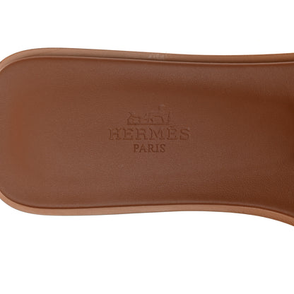 Hermes Box Calfskin Oran Sandals 37 Gold 7 of 9