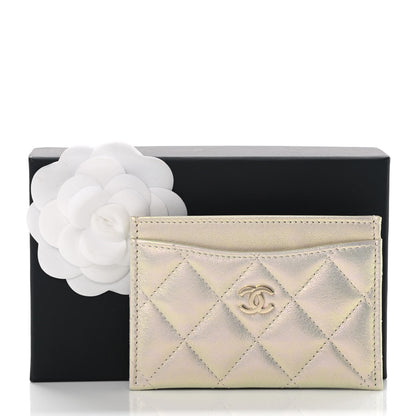 Chanel Iridescent Lambskin Quilted Card Holder Ivory 9 of 9