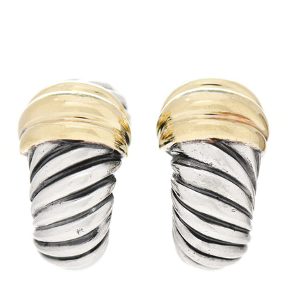 David Yurman Sterling Silver 14K Yellow Gold Thoroughbred Shrimp Earrings 1 of 4