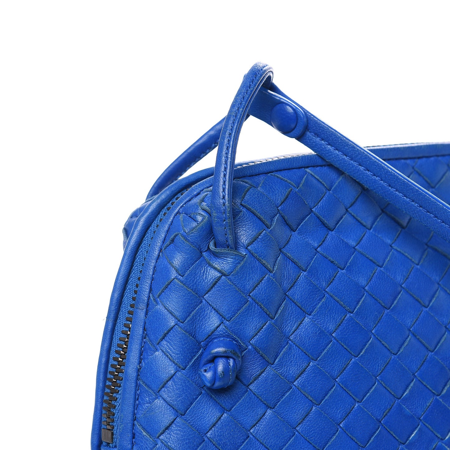 Nappa Intrecciato Nodini Crossbody Messenger Signal Blue