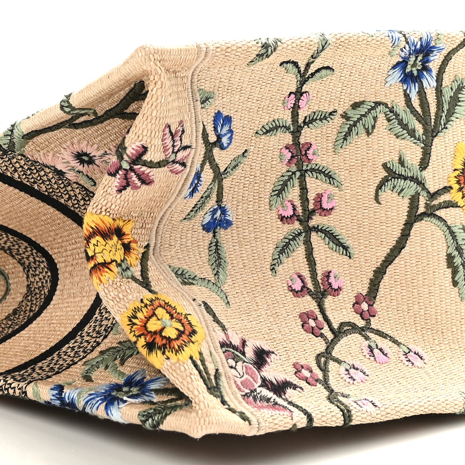 Christian Dior CHRISTIAN DIOR Raffia Embroidered Petites Fleurs Medium Book Tote Natural 9 of 9