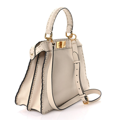 Fendi Vitello Granato Camoscio Selleria Macro Stitchings Medium Peekaboo I SEE U Satchel Camelia 3 of 11