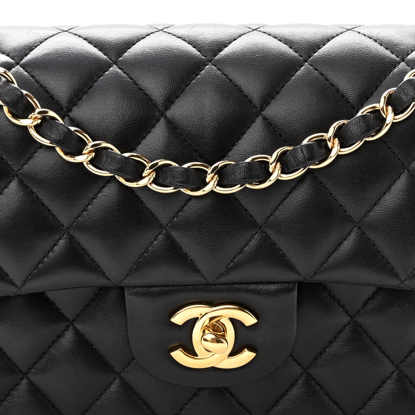 Lambskin Quilted Small Double Flap Black