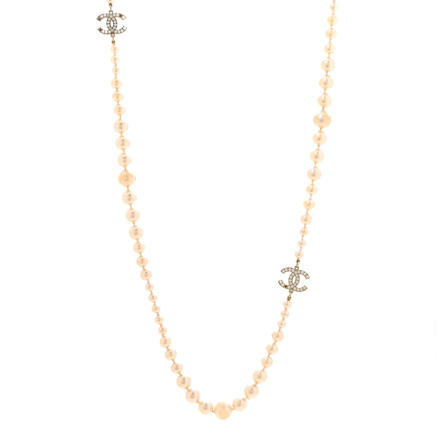 Chanel Pearl Multistrand CC Long Necklace Pearly White 1 of 8