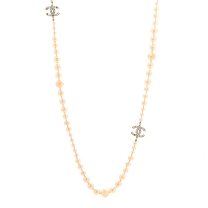 Chanel Pearl Multistrand CC Long Necklace Pearly White 1 of 8