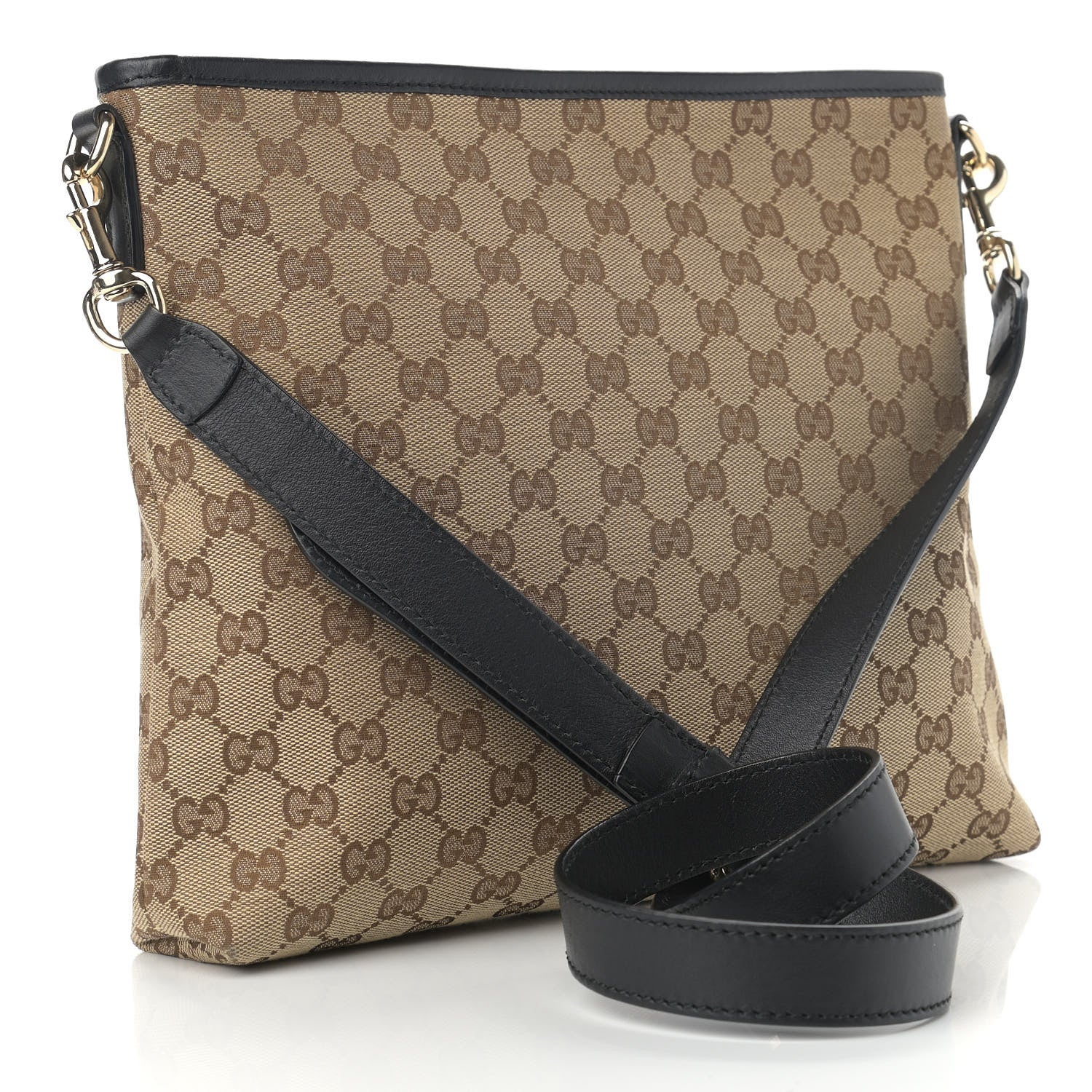 Gucci GG Monogram Web Flat Messenger Bag Black 3 of 10