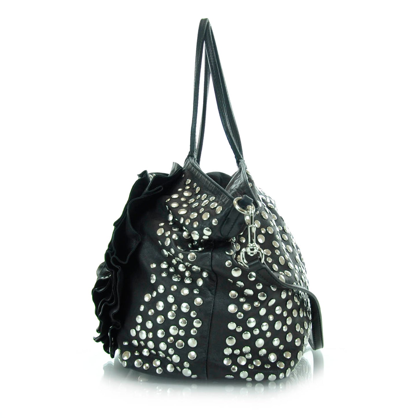 Leather Studded Petale Tote Black