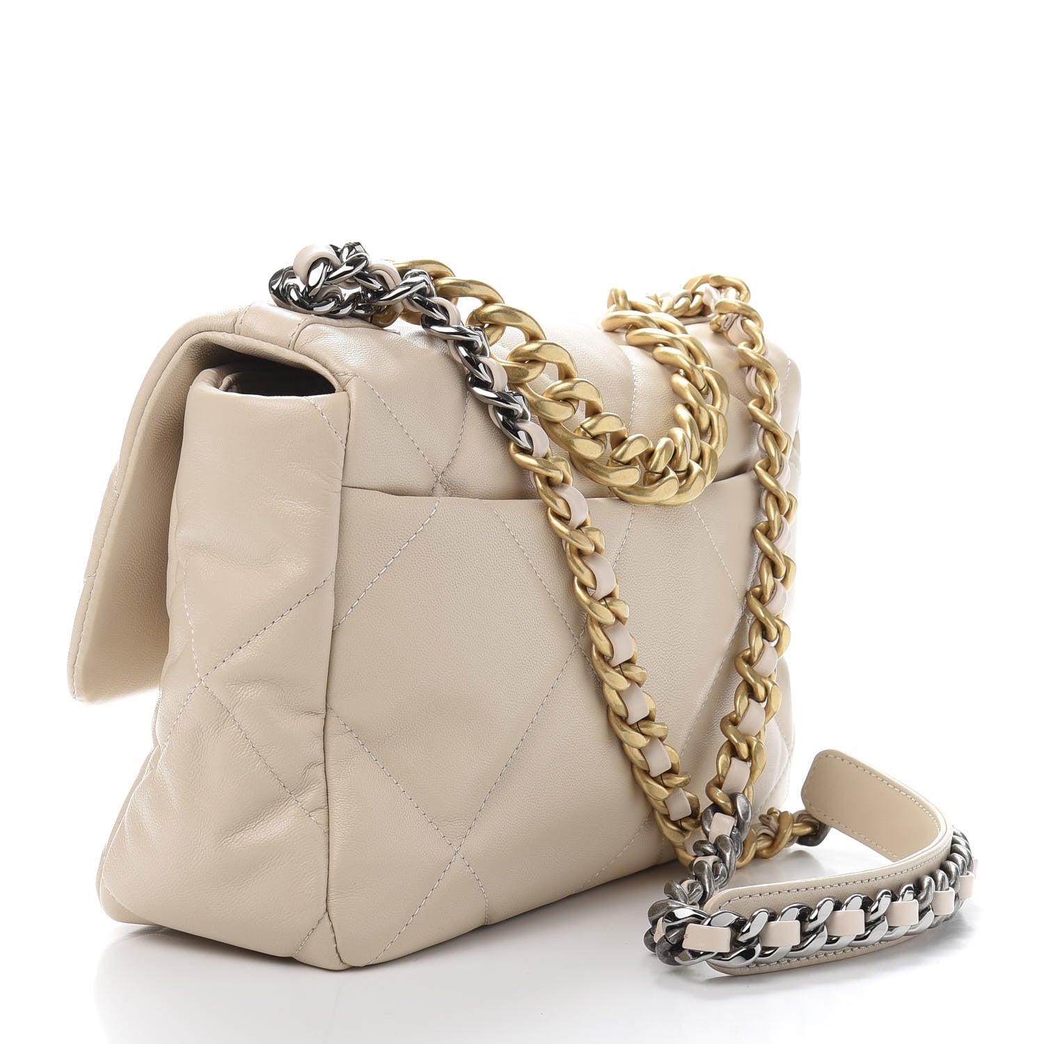 Chanel Lambskin Quilted Large 19 Flap Beige 3 of 11