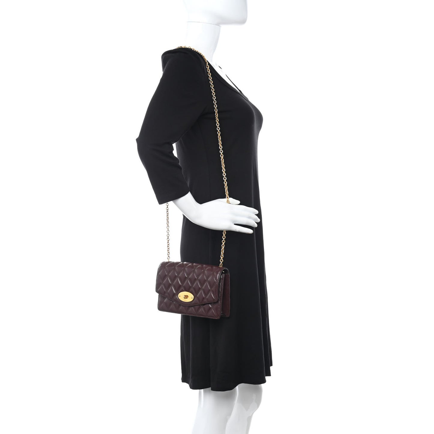 Smooth Calfskin Quilted Small Darley Shoulder Bag Burgundy