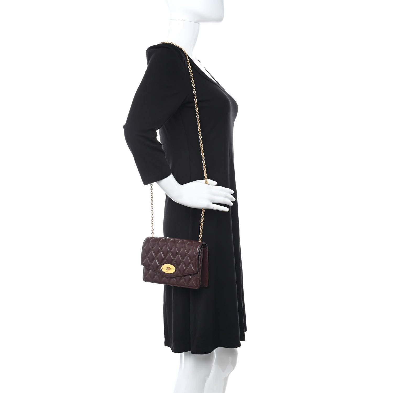 Mulberry Smooth Calfskin Quilted Small Darley Shoulder Bag Burgundy 2 of 14