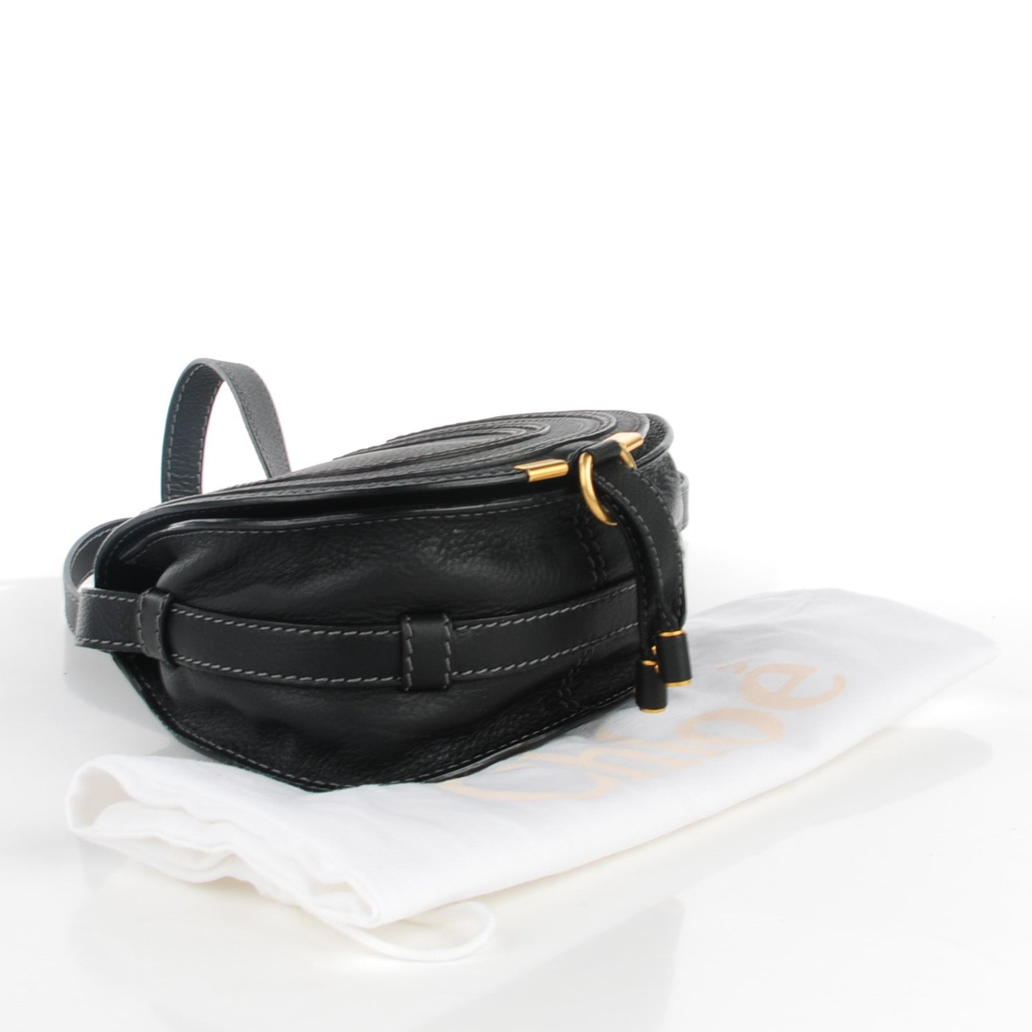 Calfskin Mini Marcie Round Crossbody Bag Black