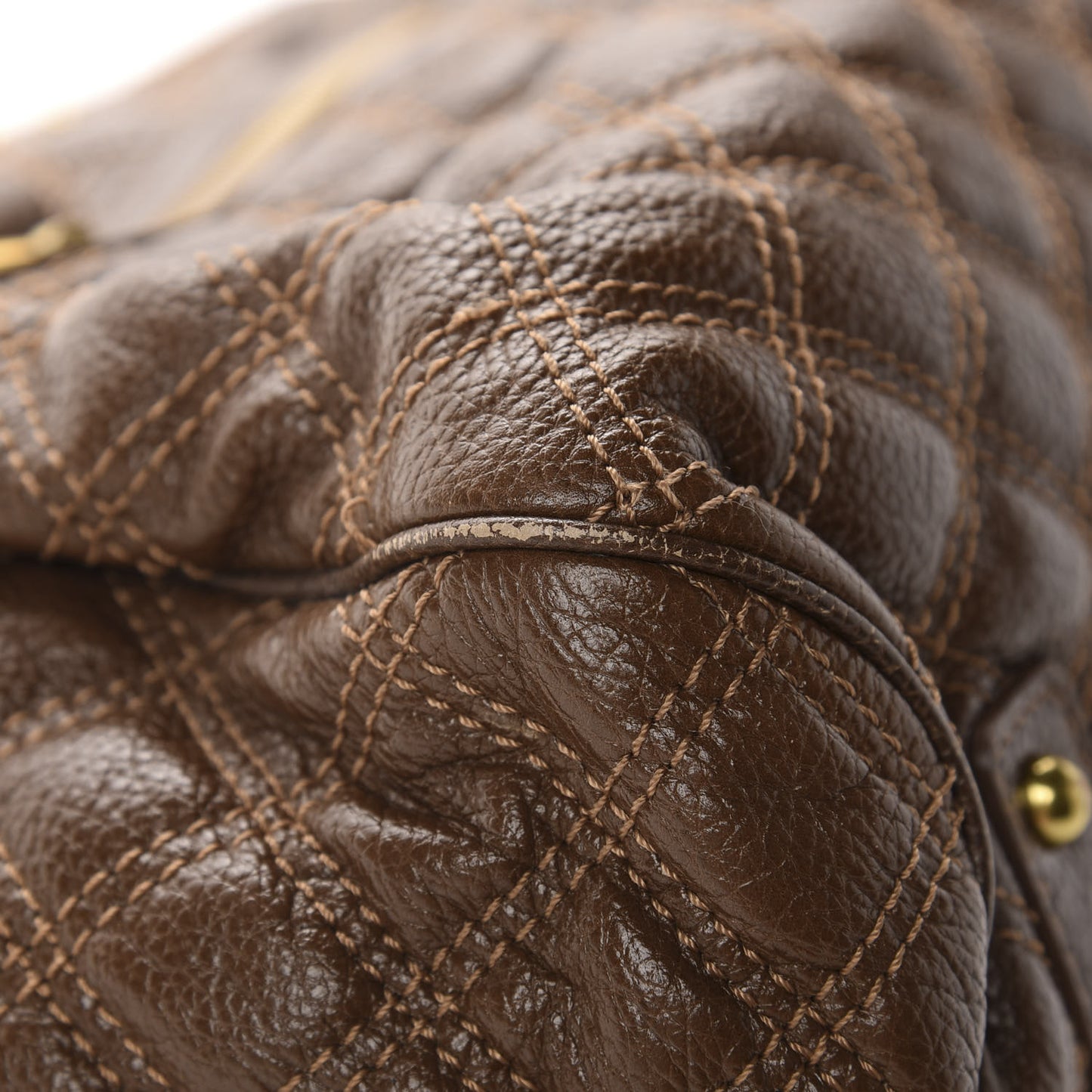 Calfskin Quilted Stam Brown