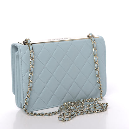 Chanel Lambskin Quilted Trendy CC Wallet On Chain WOC Light Blue 3 of 14