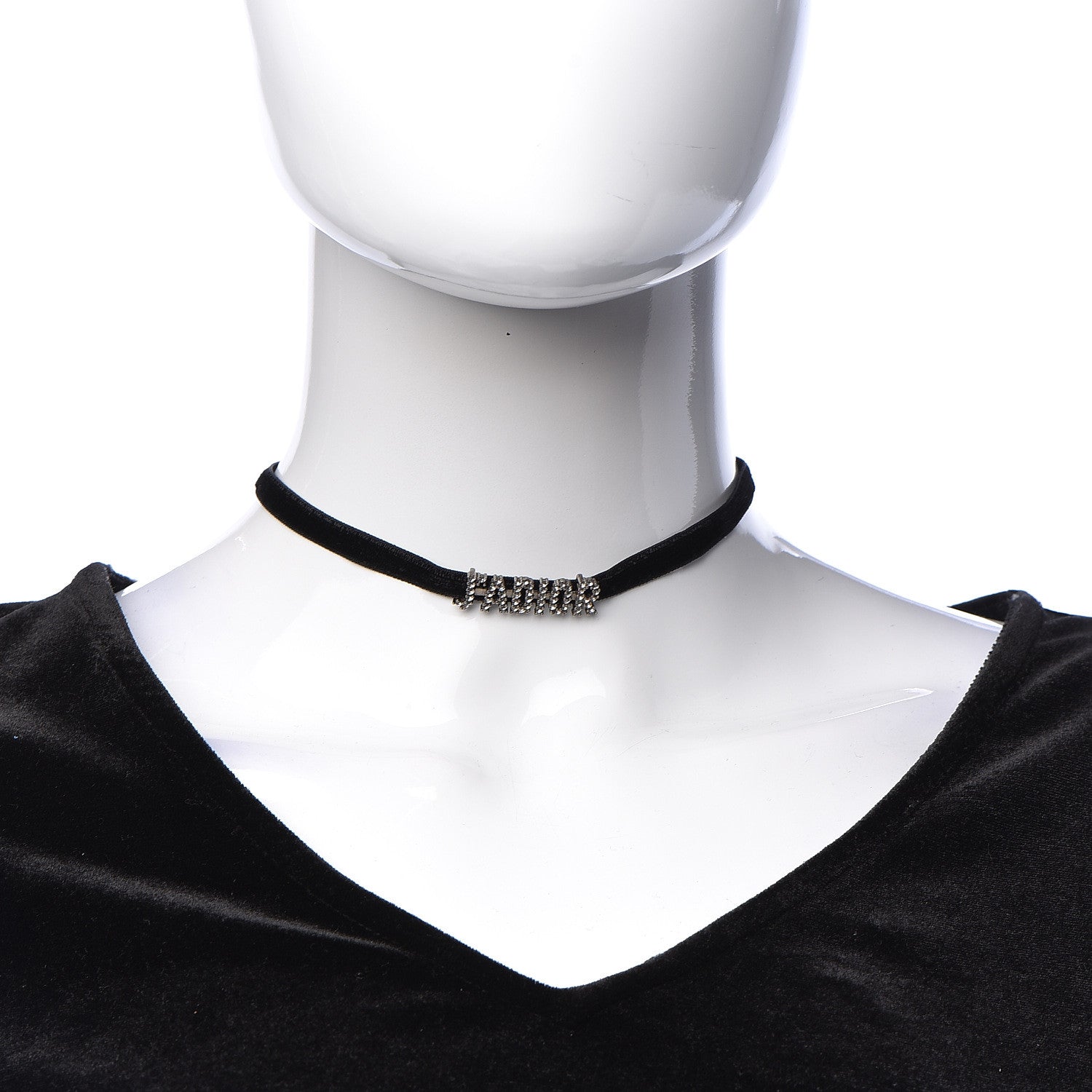 Christian Dior Velvet Crystal J’Adior Choker Necklace Black 2 of 5