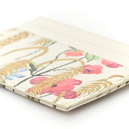 Christian Dior Calfskin Hibiscus Printed Card Holder Beige Multicolor 9 of 11