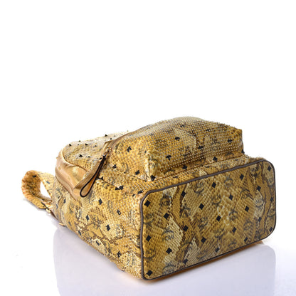 MCM Visetos Snakeskin Printed Studded Medium Stark Backpack Gold 3 of 7