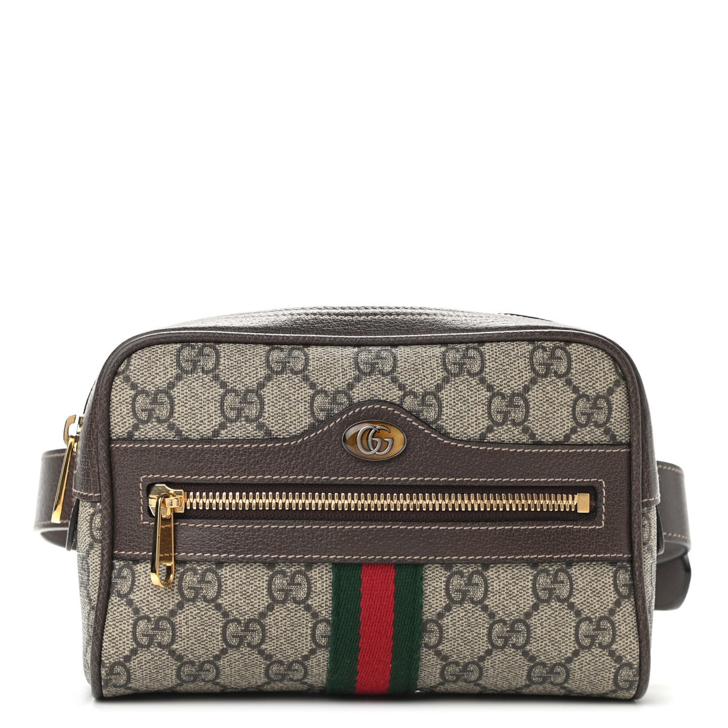 GG Supreme Monogram Web Small Ophidia Belt Bag 75 30 Dark Brown