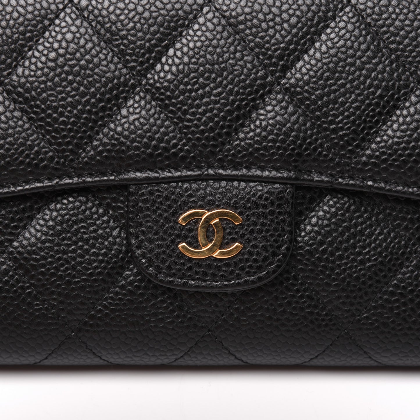 Caviar Quilted Large Flap Wallet Black