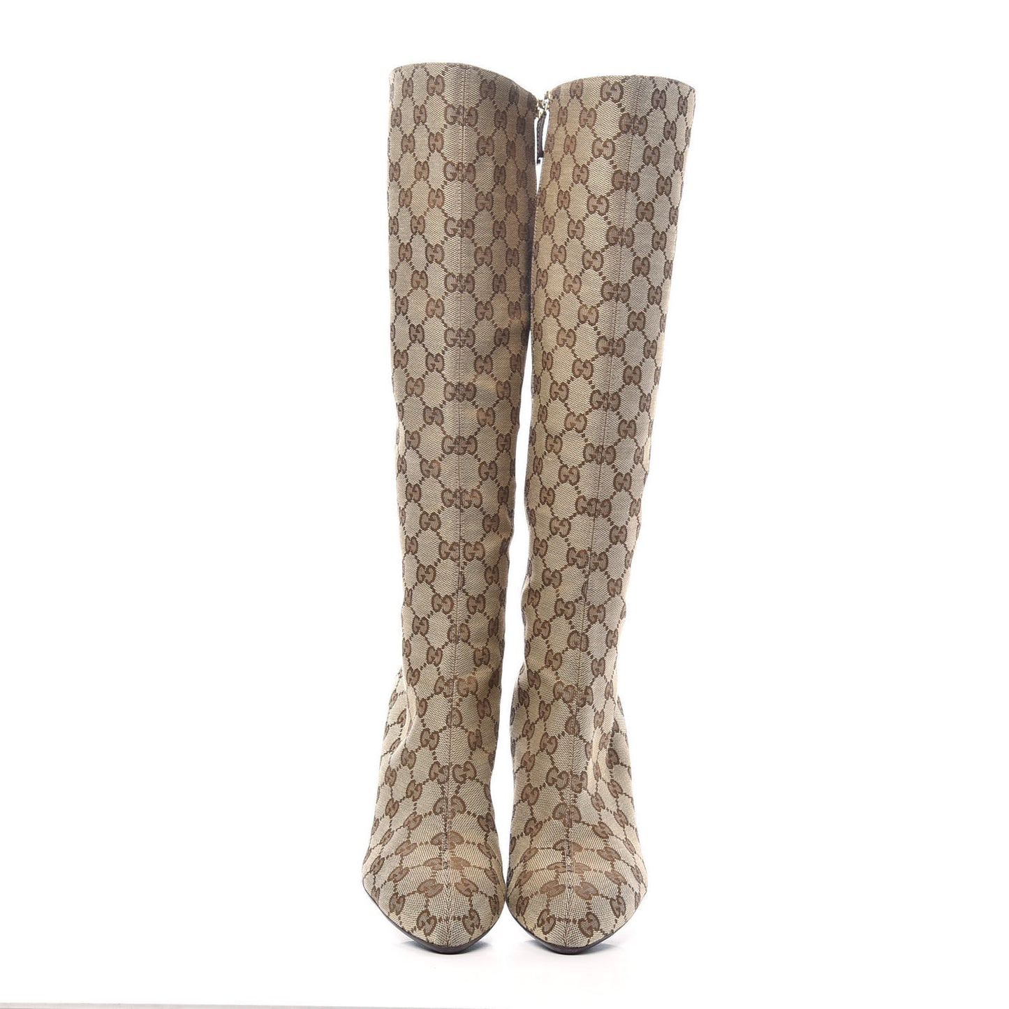 Monogram Womens Tall Boots 40 Beige Ebony