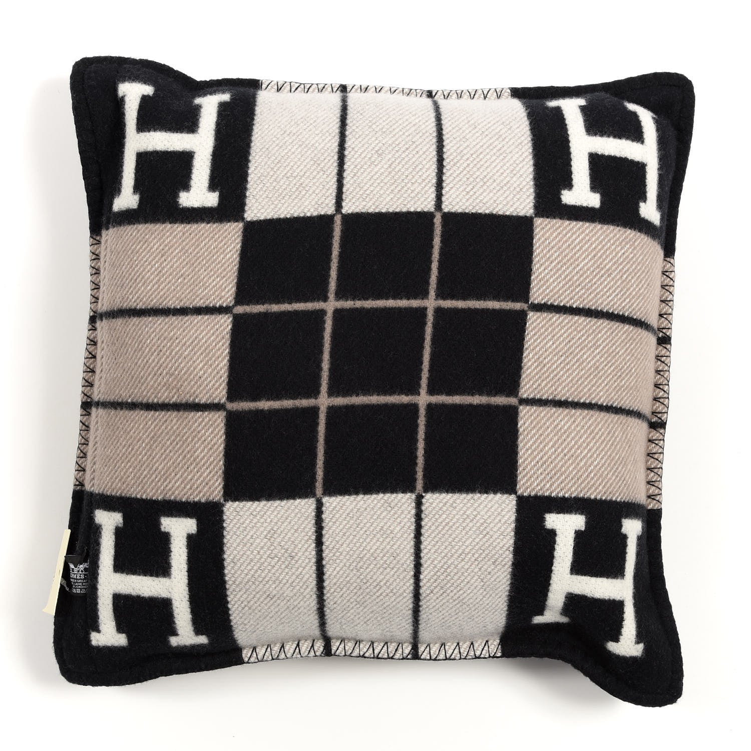 Hermes Wool Cashmere Avalon III Pillow PM Ecru Black 2 of 4