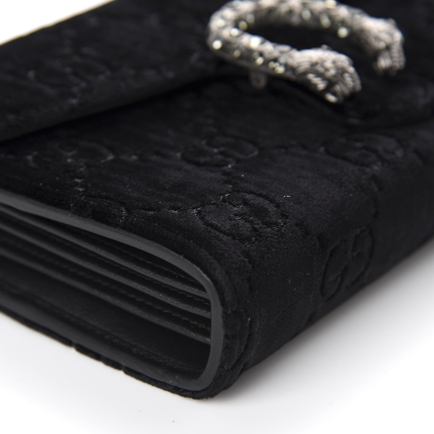 Gucci Velvet GG Monogram Mini Dionysus Chain Wallet Black 6 of 10