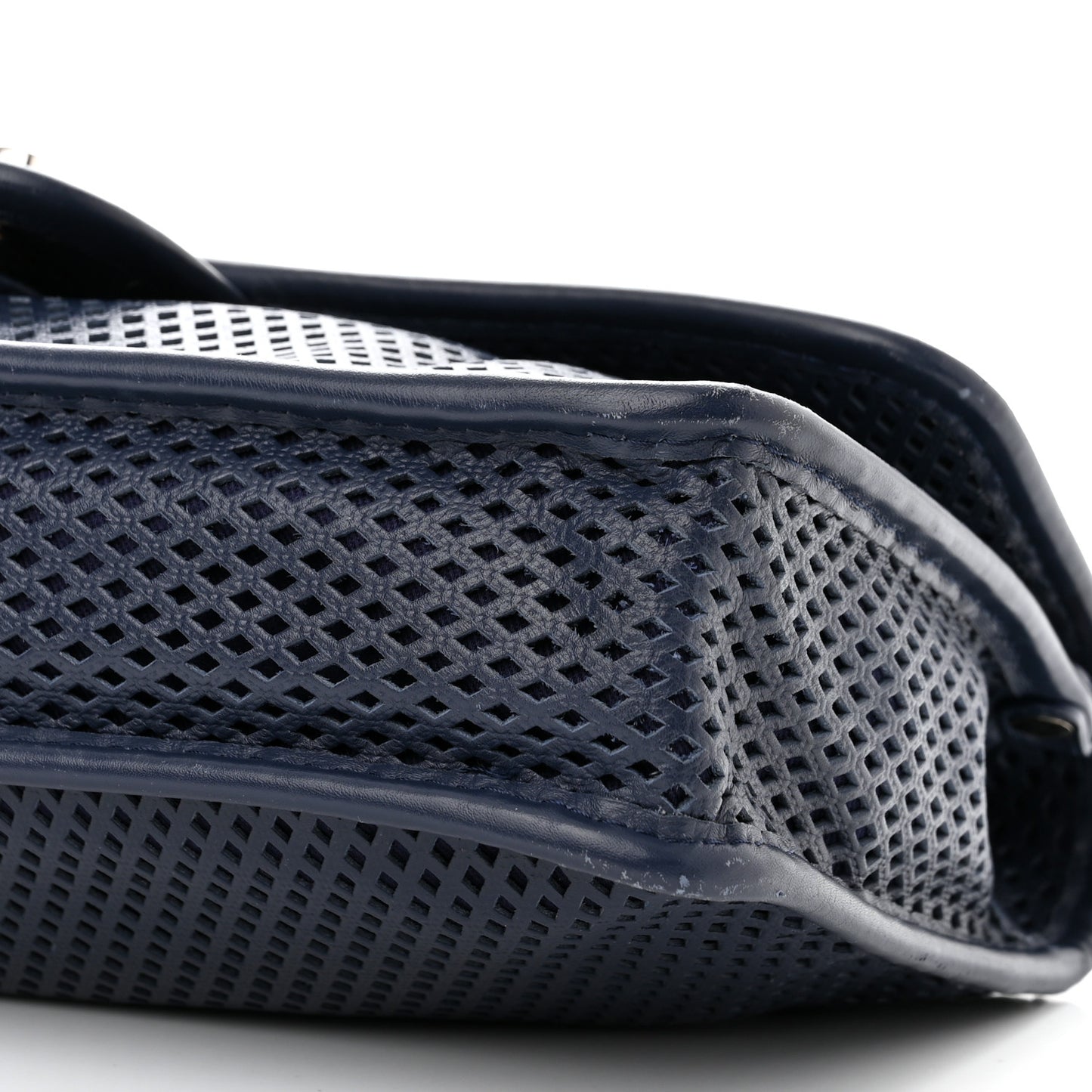Perforated Calfskin Large Up In The Air Flap Dark Blue
